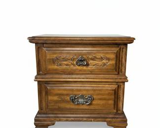Drexel Heritage Campaign Style Pecan Wood Nightstand (2)