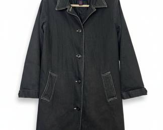 Denim & Co. Black Contrast Stitch Trench Coat