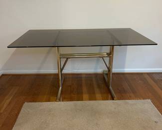 Vintage Chrome and Gold-Tone with Smoked Glass Top