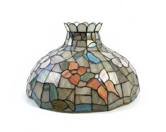 Tiffany Style Stained Glass Hanging Lamp Shade with Floral and Butterfly Motif
