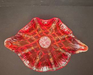 Vintage Red Art Glass Bowl