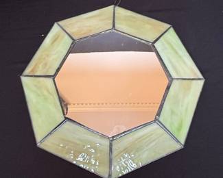 Vintage Stained Glass Octagonal Mirror