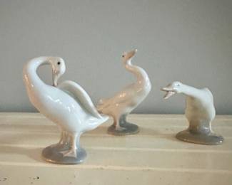 Lladro Porcelain Goose Figurines 