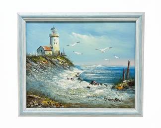 Brian Roche Lighthouse Seascape Oil Painting