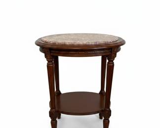 Vintage Louis XVI Style Mahogany Marble Top Side Table