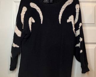 David Brett Inc. Black & White Pearl Embellished Pullover Sweater