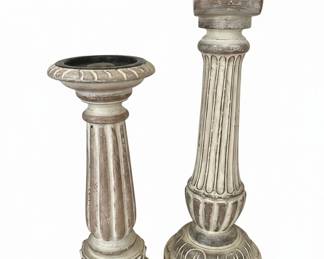 Distressed Wood Pillar Candle Holders