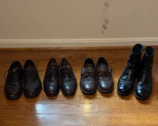 Assorted Men's Leather Footwear: Oxfords, Monk Straps, and Boots