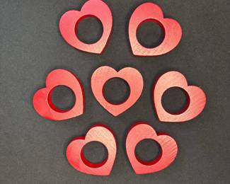 Red Wooden Heart Napkin Rings