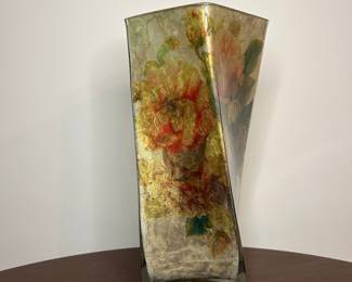  Floral Decoupage Glass Vase