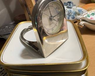 Silver plate folding table clock