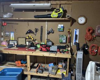 Packed tool workbench, Ryobi, Craftsman and other power and hand tools