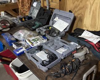 Power tools, saws, grinders, drills and tool sets, many more tools available