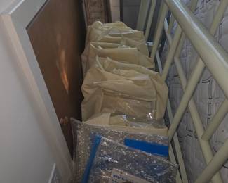 Bedding in front of mattress