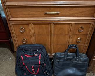 Backpack, case & vintage chest