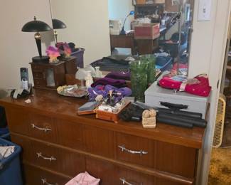 Upstairs - Dresser with mirror phone, jewelry box, and smaller items