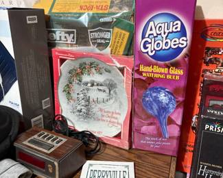 Aqua globes, radio, hefty bags, more