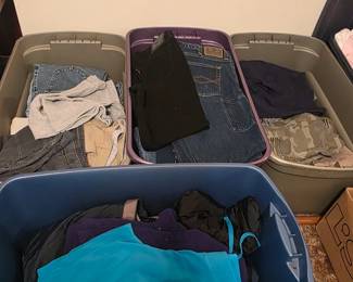 Upstairs - tubs of jeans, pants & so much more!