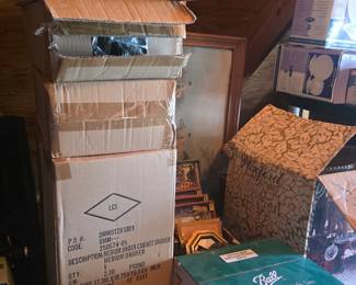 Upstairs in bonus area storage - new ball jars, under cabinet drawer - in box -frames, unopened boxes