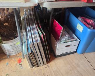 Upstairs in bonus area storage - collapsed boxes, more new items