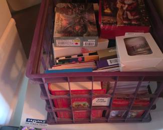Upstairs in bonus area storage - cards in boxes