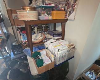 Patterns, sewing notions, thread, embroidery items stand lamp, and much more