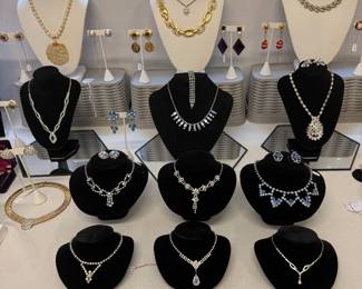 Vintage costume necklaces and earrings