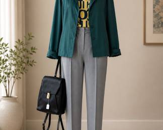 Vintage Marc Jacobs pants, Juicy Couture T-shirt, Pendalton Leather Jacket, Ted Baker Backpack, "Chanel" brooch