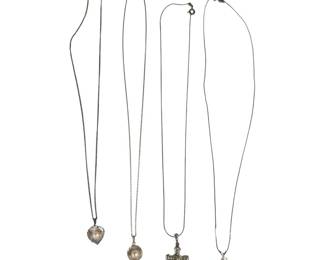 4 Sterling Silver Necklaces with Gemstones