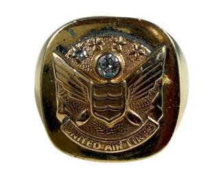 10kt Yellow Gold United Air Lines Diamond Ring