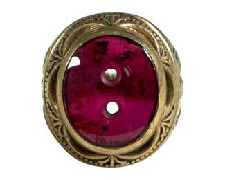 9kt Yellow Gold Lab Created Ruby Ring
