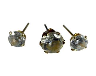 3 14kt Yellow Gold Cubic Zirconia Stud Earrings