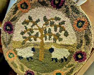 Vintage hook rug seat cover