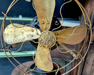 Vintage brass blade and cage "G E" fan model #487515
