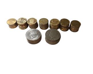 80 US Dollar Coin Lot Eisenhower Sacagawea and Presidential Dollars Including Bicentennial