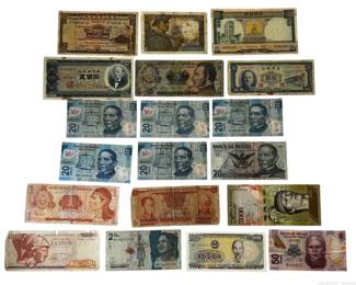 Mixed World Foreign Paper Money Collection Hong Kong Mexico Japan France and More 19 Notes