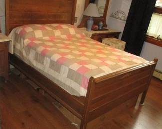 Antique Victorian Oak Bed 1880's