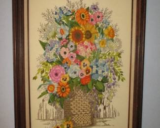 Embroidery Stitched Floral Picture 