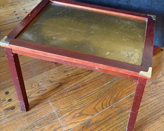 Vintage Military Campaign Style Mahogany w/ Brass Accents 22” Side Table 