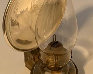 Vintage Antique Victorian Kerosene Bracket Lamp with Reflector Shield