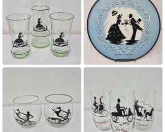 38 SilhouetteCarafeGlassesMetalTray