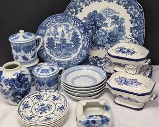 46 VariousBlueWhitePorcelainServingPieces