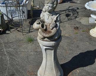 110 GirlwithPitcheronPedestalCastCementGardenSculpture