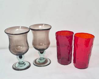 144 MorgantownRubyHandblownPlumGlasses
