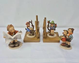 12 VintageMIHummelGoebelFiguresAppleTreeBookEnds