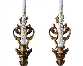 117 Late1960sPlasticWallSconcesPorcelainCandlesticks