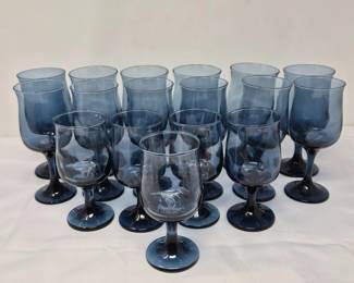 31 VintageLibbeyTransparentBlueGobletsWaterGlasses
