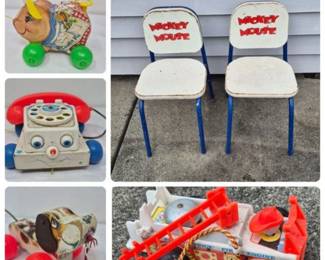 142 VintageFisherPricePullAlongToysMickeyMouseToddlerChairs