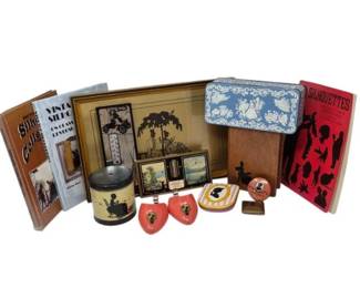 123 VintageSilhouetteArtBooksDecorativeTinsandCollectiblesLot