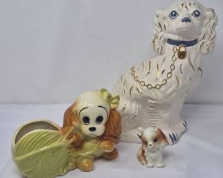 97 VintageCeramicDogDecorPlanterSpanielMiniShaker